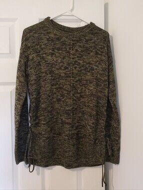 Dark Green Sweater With Rouched Sides With Ties Medium